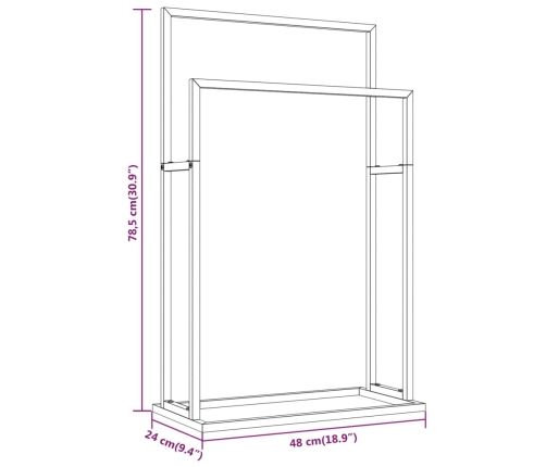 vidaXL dvieļu statīvs, zeltains, 48x24x78,5 cm, dzelzs