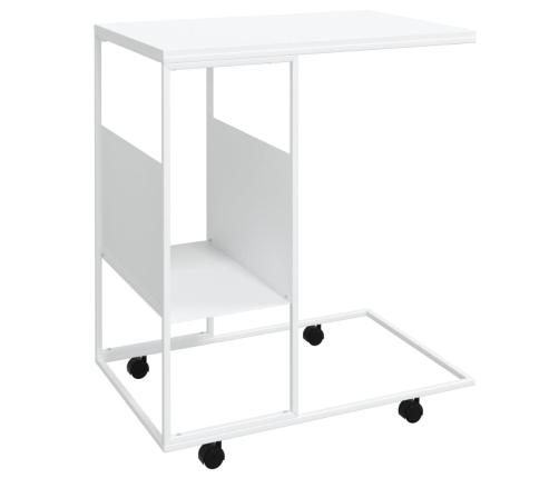 vidaXL galdiņš ar riteņiem, balts, 55x36x63,5 cm, inženierijas koks