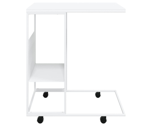 vidaXL galdiņš ar riteņiem, balts, 55x36x63,5 cm, inženierijas koks