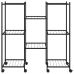 vidaXL puķu statīvs ar riteņiem, 83x25x83,5 cm, melns, dzelzs