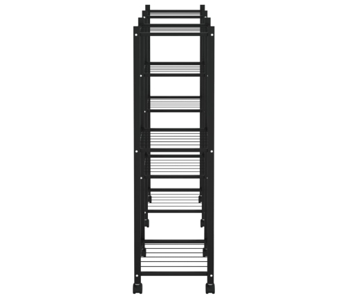 vidaXL puķu statīvs ar riteņiem, 83x25x83,5 cm, melns, dzelzs