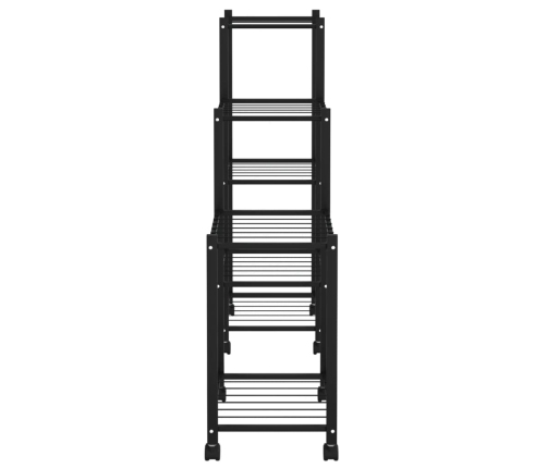 vidaXL puķu statīvs ar riteņiem, 83x25x83,5 cm, melns, dzelzs