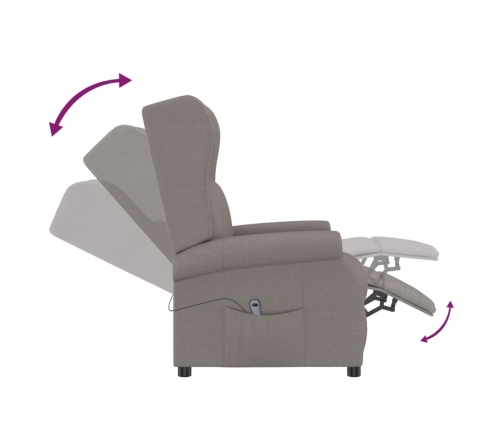 vidaXL elektrisks atpūtas krēsls, atgāžams, pelēkbrūns, audums
