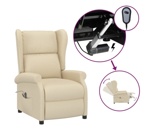vidaXL elektrisks atpūtas krēsls, atgāžams, krēmkrāsas audums