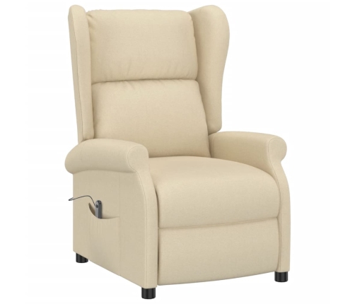 vidaXL elektrisks atpūtas krēsls, atgāžams, krēmkrāsas audums