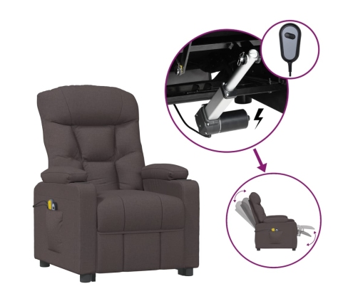 vidaXL elektrisks masāžas krēsls, tumši brūns audums