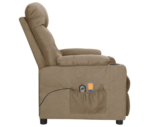 vidaXL elektrisks masāžas krēsls, pelēkbrūns audums