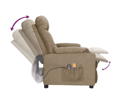 vidaXL elektrisks masāžas krēsls, pelēkbrūns audums