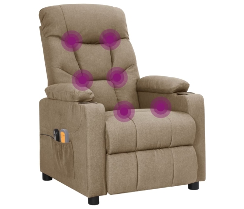 vidaXL elektrisks masāžas krēsls, pelēkbrūns audums