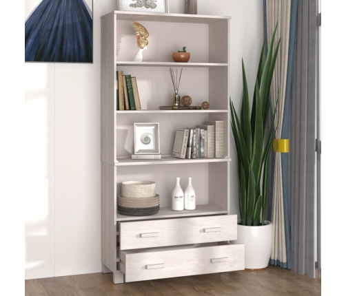 vidaXL augstais skapis HAMAR, balts, priedes masīvkoks