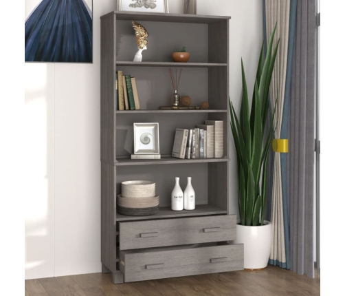 vidaXL augstais skapis HAMAR, gaiši pelēks, priedes masīvkoks