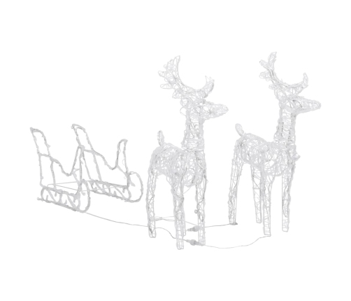 vidaXL Ziemassvētku dekorācija, ziemeļbrieži un kamanas, 320 LED