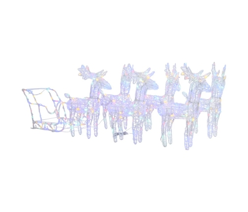 vidaXL Ziemassvētku dekorācija, ziemeļbrieži un kamanas, 320 LED