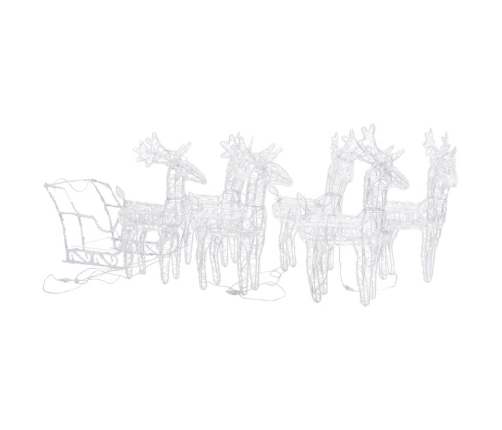 vidaXL Ziemassvētku dekorācija, ziemeļbrieži un kamanas, 320 LED