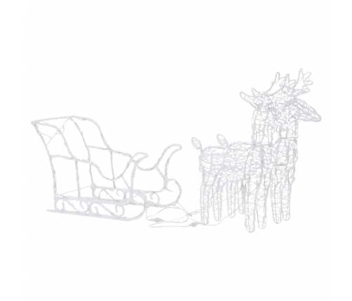 vidaXL Ziemassvētku dekorācija, ziemeļbrieži un kamanas, 320 LED