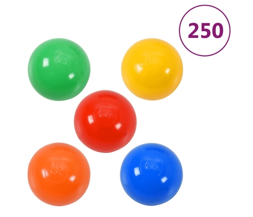 vidaXL rotaļu bumbiņas, 250 gab., krāsainas