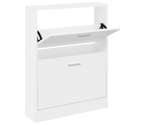 vidaXL apavu skapītis, balts, 59x17x81 cm, inženierijas koks