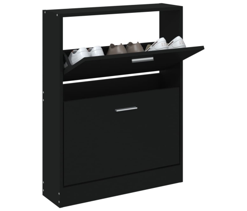 vidaXL apavu plaukts, melns, 59x17x81 cm, inženierijas koks