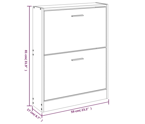 vidaXL apavu plaukts, melns, 59x17x81 cm, inženierijas koks