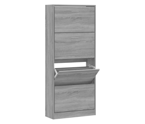 vidaXL apavu plaukts, pelēcīga ozolkoka,63x24x147 cm,inženierijas koks