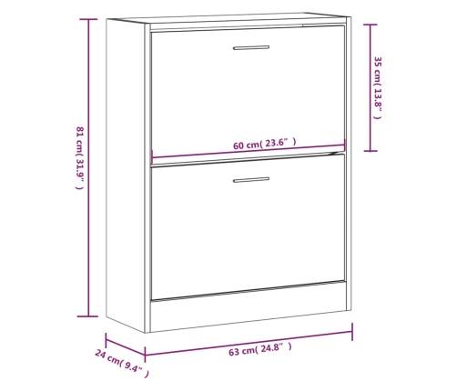 vidaXL apavu skapītis, spīdīgi balts, 63x24x81 cm, inženierijas koks