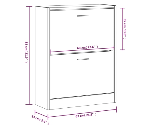vidaXL apavu plaukts, pelēcīga ozolkoka,63x24x81 cm,inženierijas koks
