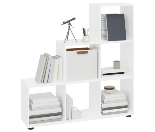 vidaXL grāmatu plaukts, spīdīgi balts, 107 cm, inženierijas koks