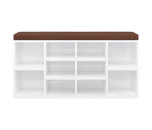 vidaXL apavu sols, spīdīgi balts, 103x30x48 cm, inženierijas koks