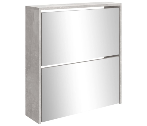 vidaXL apavu plaukts ar spoguli, 2 nodalījumi, betonpelēks, 63x17x67cm