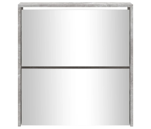 vidaXL apavu plaukts ar spoguli, 2 nodalījumi, betonpelēks, 63x17x67cm