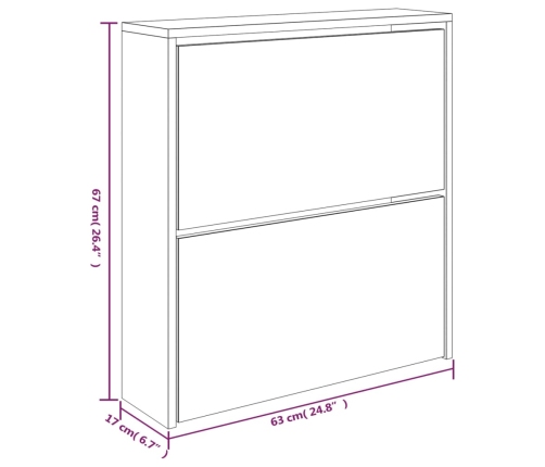 vidaXL apavu plaukts ar spoguli, 2 nodalījumi, betonpelēks, 63x17x67cm