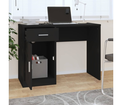 vidaXL rakstāmgalds ar atvilktni un skapīti, melns, 100x40x73 cm