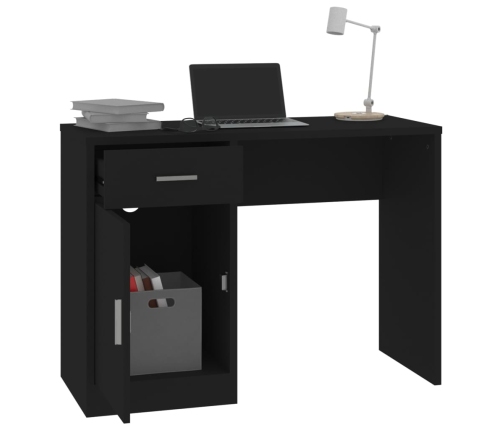 vidaXL rakstāmgalds ar atvilktni un skapīti, melns, 100x40x73 cm