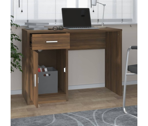 vidaXL rakstāmgalds ar atvilktni, skapīti, brūna ozolkoka, 100x40x73cm