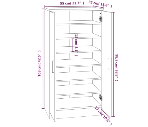 vidaXL apavu plaukts, betona pelēks, 55x35x108 cm, inženierijas koks