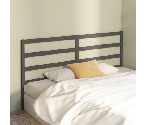 vidaXL gultas galvgalis, pelēks, 206x4x100 cm, priedes masīvkoks