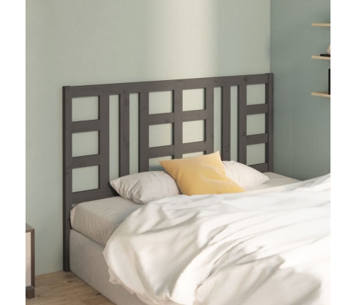 vidaXL gultas galvgalis, pelēks, 146x4x100 cm, priedes masīvkoks