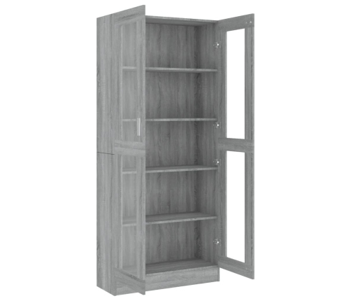 vidaXL vitrīnas skapis, pelēcīgs, 82,5x30,5x185,5cm, inženierijas koks