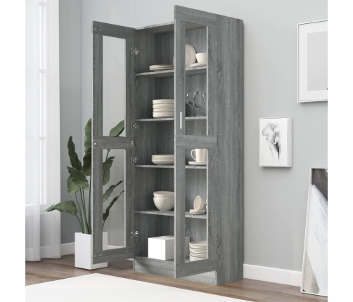 vidaXL vitrīnas skapis, pelēcīgs, 82,5x30,5x185,5cm, inženierijas koks