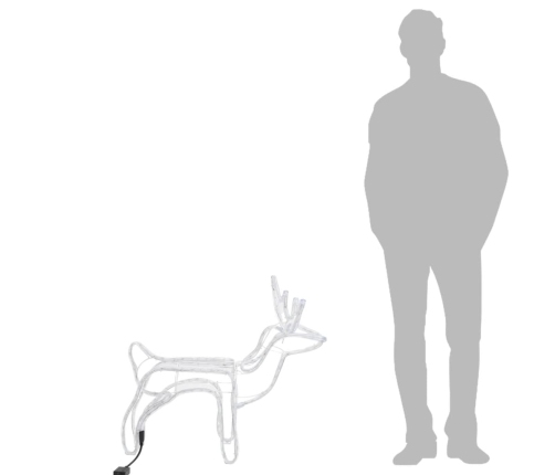 vidaXL Ziemassvētku figūra, ziemeļbriedis, silti balts, 60x30x60 cm