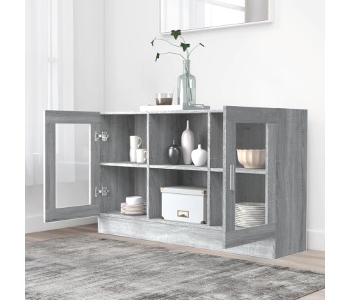 vidaXL vitrīnas skapis, pelēka ozola, 120x30,5x70cm, inženierijas koks