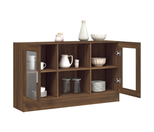 vidaXL vitrīnas skapis, brūna ozola, 120x30,5x70 cm, inženierijas koks