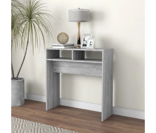 vidaXL konsoles galds, pelēka ozolkoka, 78x30x80 cm, inženierijas koks