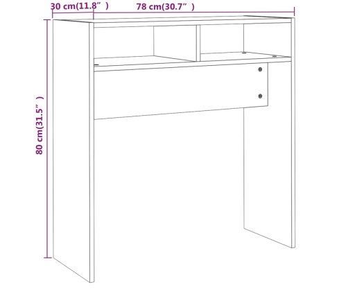 vidaXL konsoles galds, pelēka ozolkoka, 78x30x80 cm, inženierijas koks
