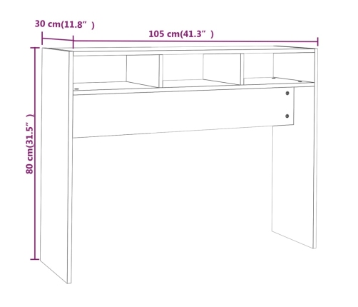vidaXL konsoles galds, pelēka koka, 105x30x80 cm, inženierijas koks