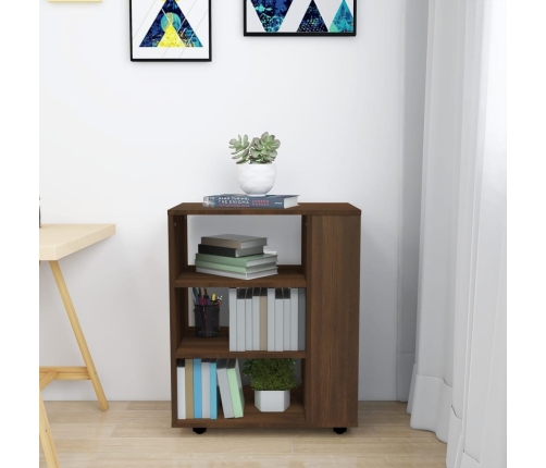 vidaXL plaukts ar riteņiem, brūns, 60x35x75 cm, inženierijas koks