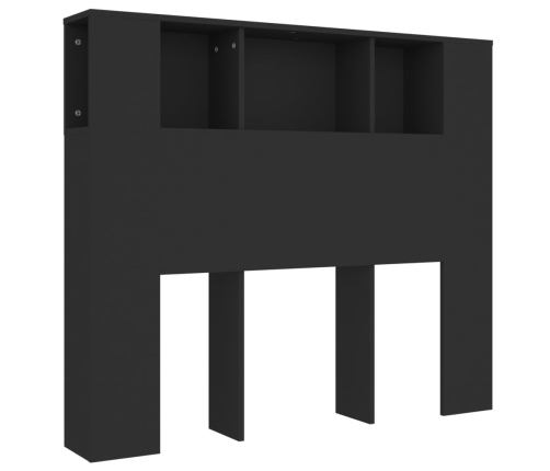 vidaXL gultas galvgalis ar plauktu, melns, 120x18,5x102,5 cm