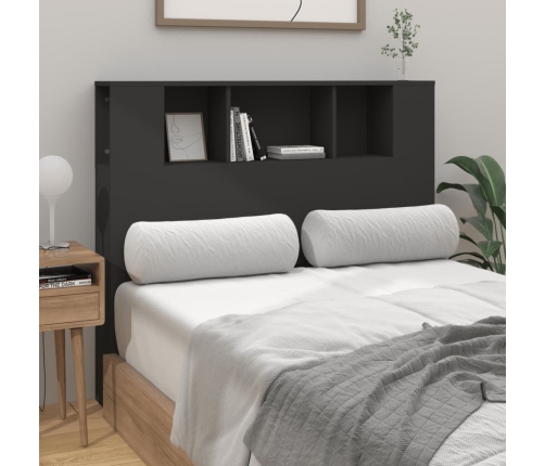 vidaXL gultas galvgalis ar plauktu, melns, 120x18,5x102,5 cm