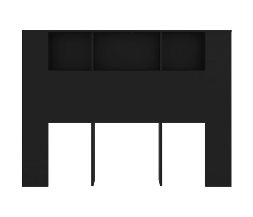 vidaXL gultas galvgalis ar plauktu, melns, 140x18,5x104,5 cm