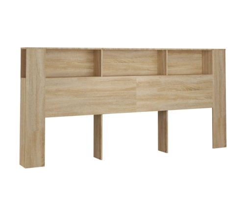 vidaXL gultas galvgalis ar plauktu, ozolkoka krāsa, 220x18,5x104,5 cm